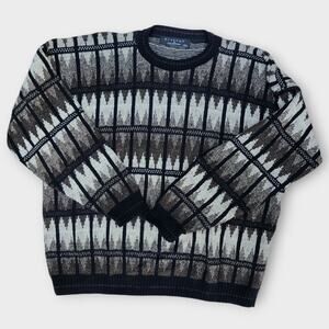 Protege Collection Sweater Men's XXL Pullover Crewneck Abstract 3D Knit 90s VTG